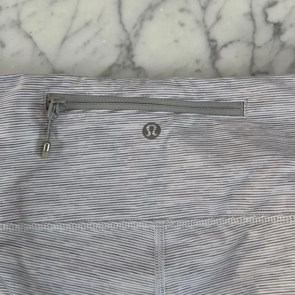 Lululemon High Waisted Capri Leggings With Mesh Gray and White Size 10